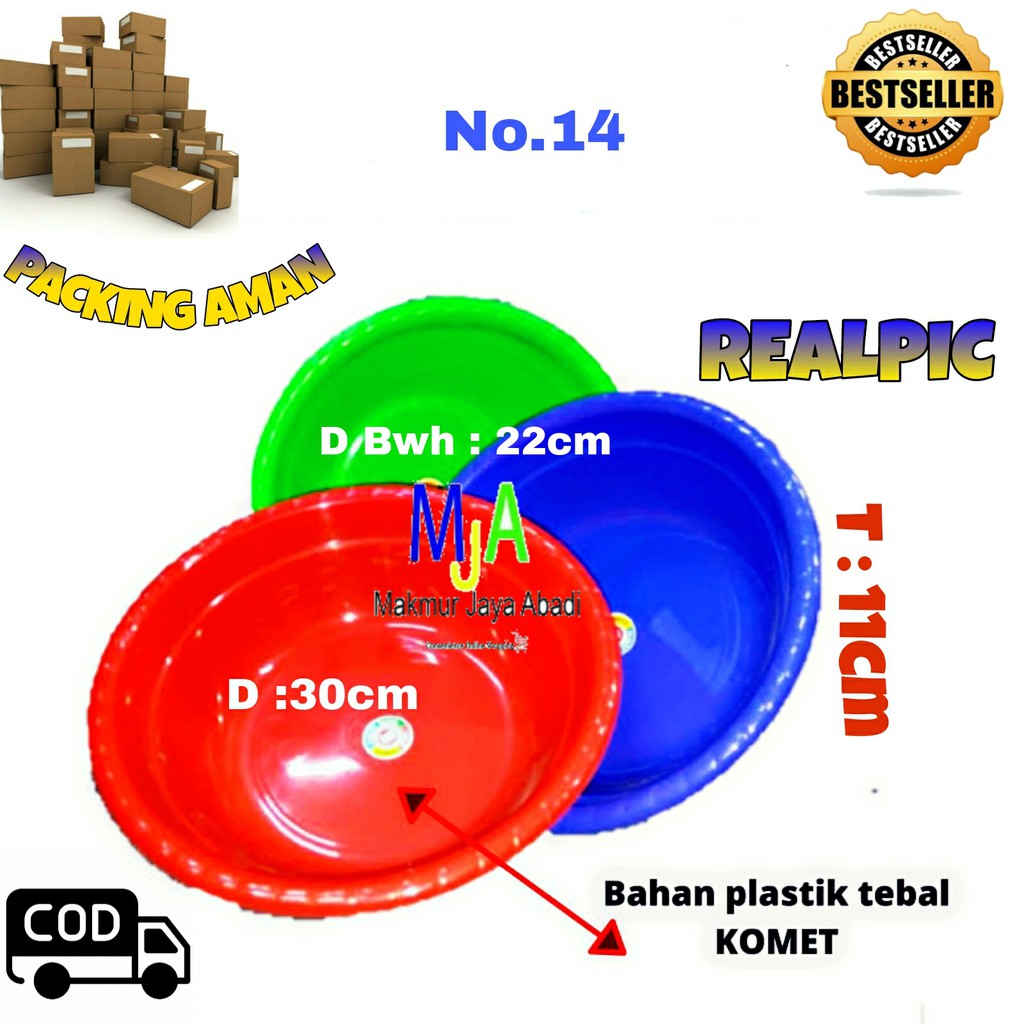 Baskom Plastik / Wadah Warna Warni / Baskom Sayur/ Baskom Cuci Beras dan Buah UK 12&quot;/14&quot;/16&quot;/18&quot;/20&quot;