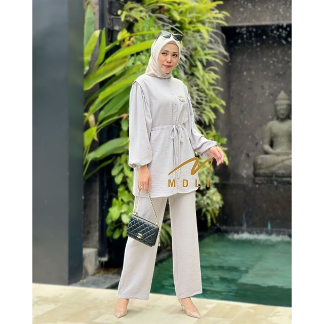 Baju setelan tunik wanita yura set original terbaru by MDLY