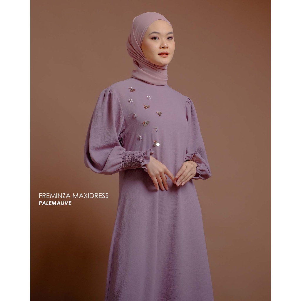 Mayoutfit Freminza Maxidress | Baju Lebaran Dress Gamis Payet Series Exclusive-Palemauve