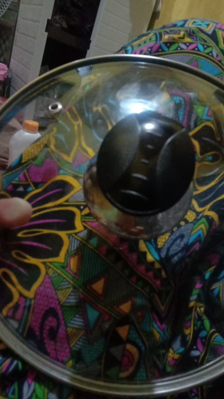 Tutup Panci Kaca Dengan Kaki, Diameter Kaki +/- 19.8 Cm (20 Cm) + Knop Oval Garis Hitam