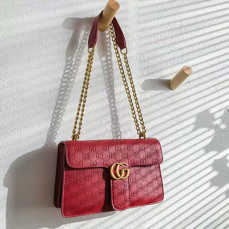 Tas Slempang Wanita, Sling bag Wanita Tas Maroon Free Rantai Panjang