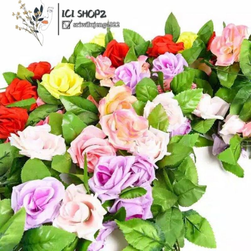 Bunga Mawar Rambat Plastik - Bunga Rose Artificial Bunga Palsu-1