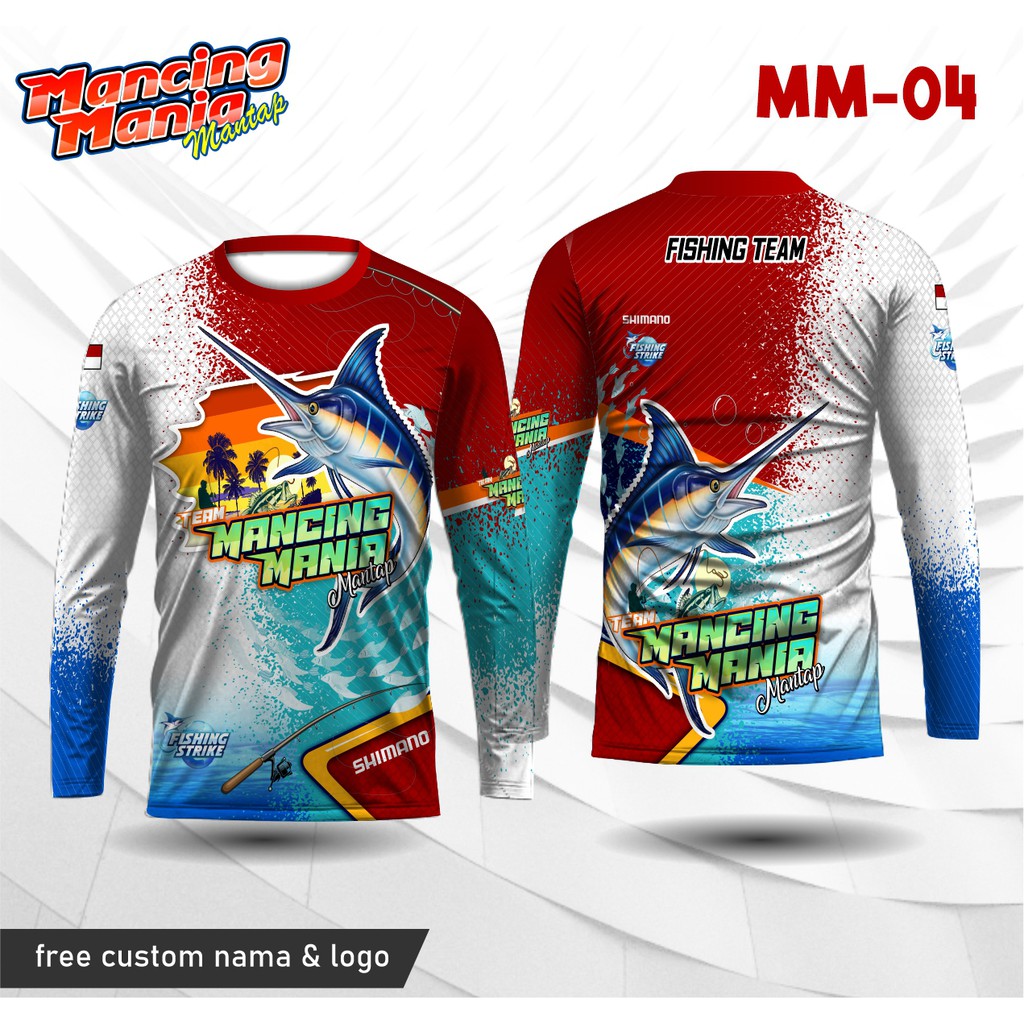 Jersey mancing mania baju kaos fishing lengan panjang