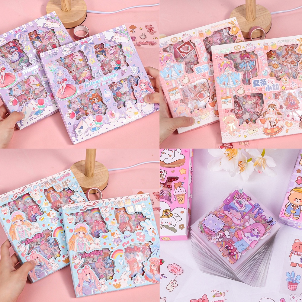 Susi-100pcs / Kotak Stiker Motif Kartun Princess Lucu Anti Air Untuk Dekorasi DIY