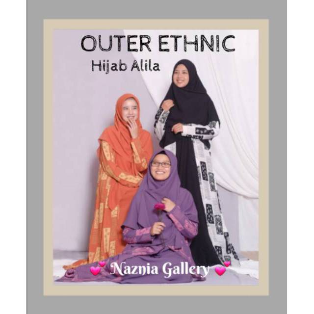 New Outer Batik Ethnic dan Gamis Basic Hijab Alila | Outwear Gamis Motif dan Khimar Square Syari