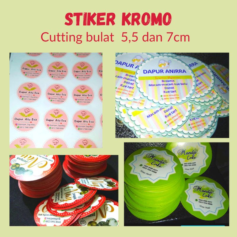 

stiker kromo cutting bulat/stiker bulat 5 dan 7 cm