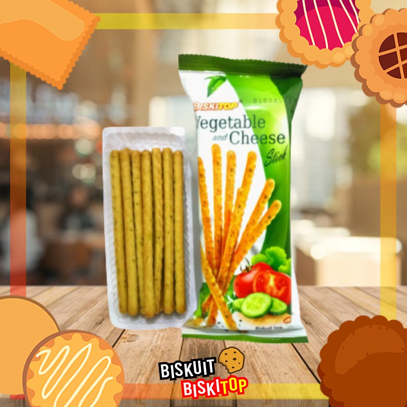 

B. BISKITOP - VEGETABLE STICK 60g Rasa Sayuran Keju Biscuit Cemilan Dewasa Anak Renyah Biscuit Stik