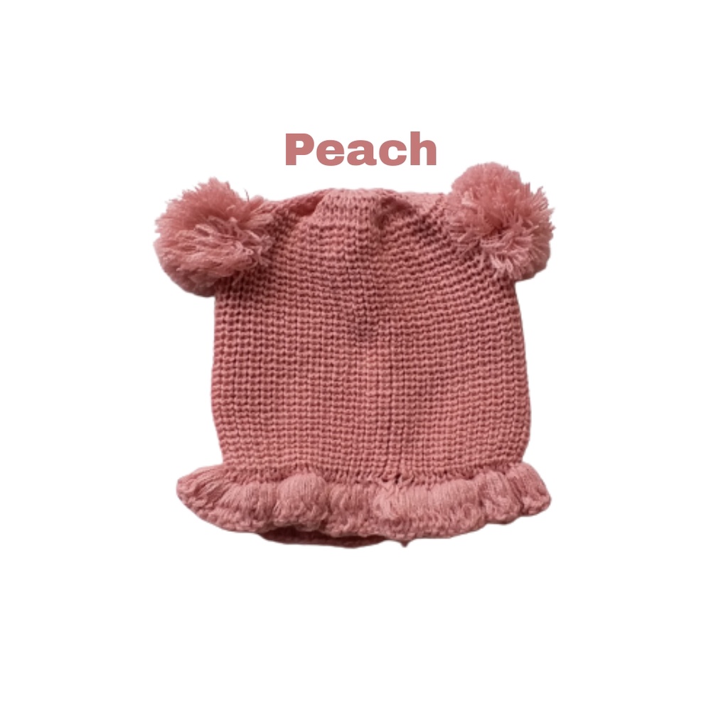 ho KUPLUK RUFFLE PLAIN (F) Topi Anak Lucu Model Kupluk Usia 0 Sampai 3 Tahun Kualitas Terbaik-DUSTY