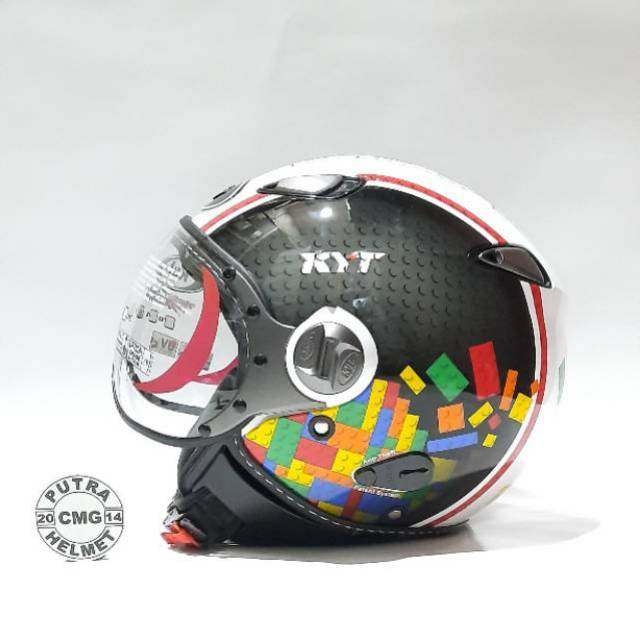 HELM KYT ELSICO MOTIF #5 WHITE BLACK RED
