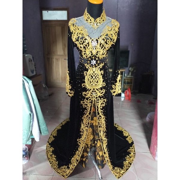 kebaya bludru pengantin full payet jepang