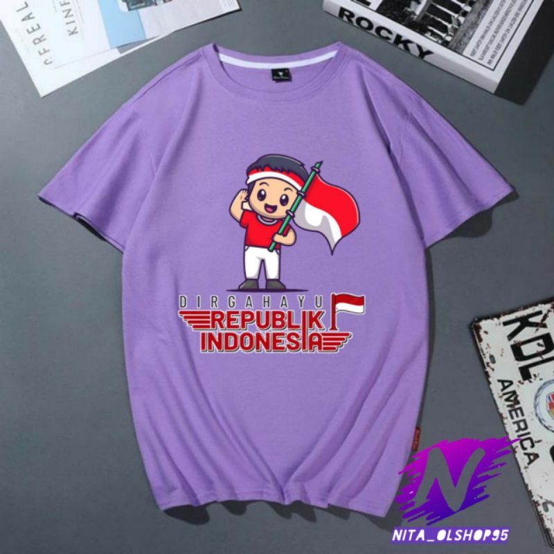 kaos anak dirgahayu Indonesia baju anak 17san animasi 17 agustusan