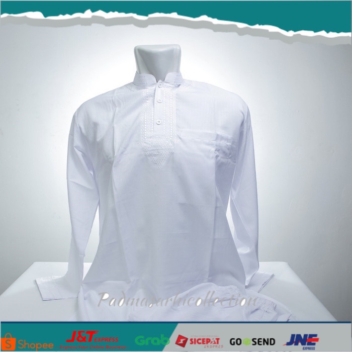 ✨ BISA COD ✨ BAJU KOKO DEWASA SETELAN PAKISTAN Celana Gamis Pria Muslim Putih - Putih, M