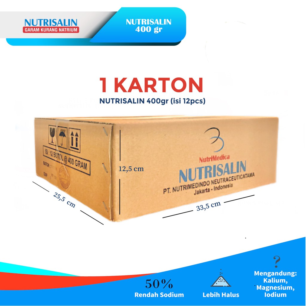 

Nutrisalin 400 Gram 1 Karton (12pcs) - HEMAT up to 20%