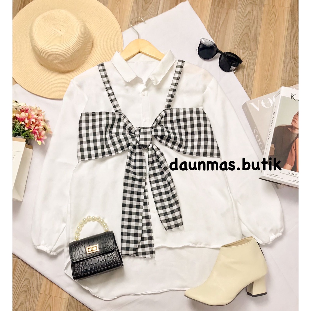 1KG MUAT 5PCS | RUBY TOP ATASAN BLOUSE MIX TARTAN MONOCHROME HITS OOTD KOREAN STYLE SELEBGRAM FASHION GROSIR MURAH WANITA