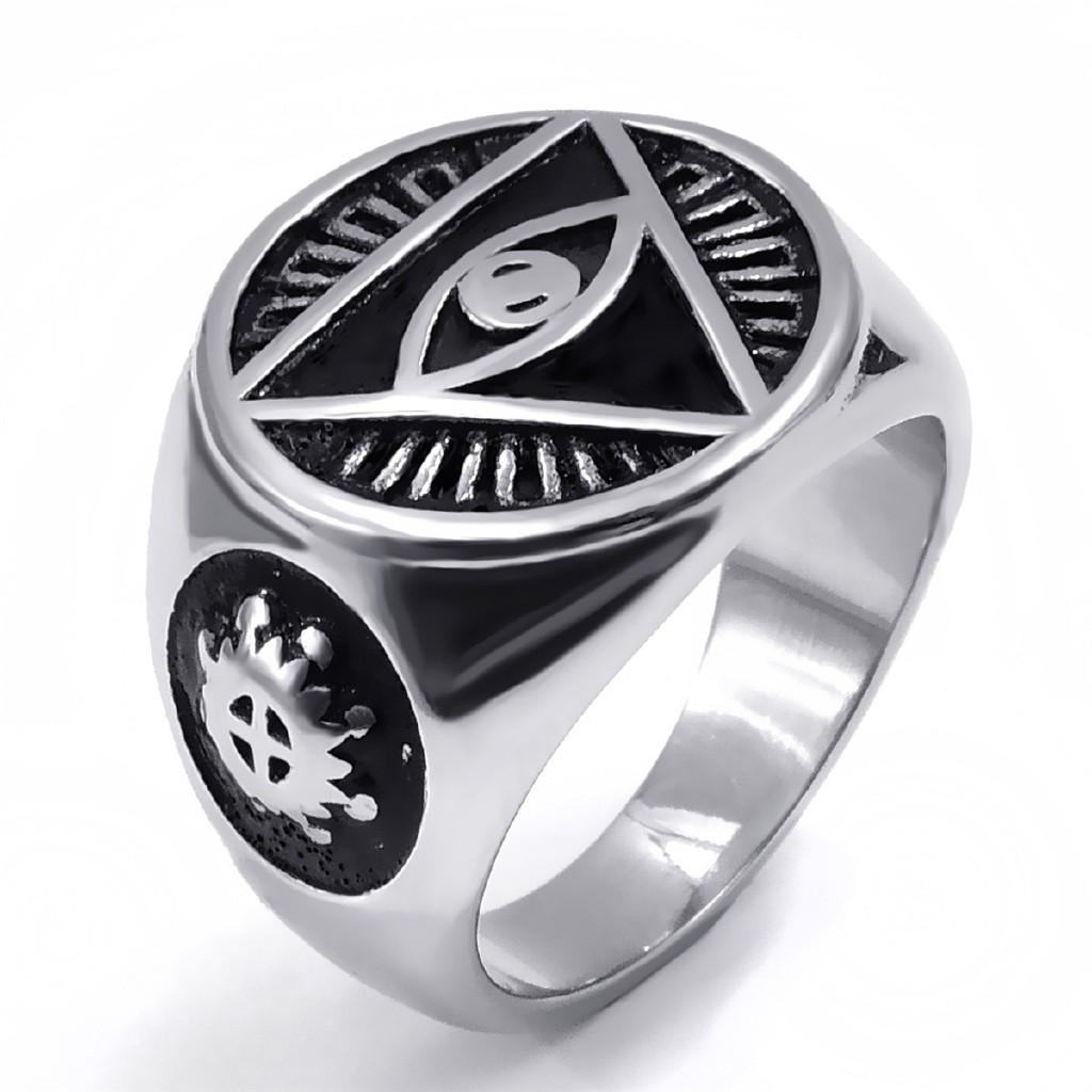 SEUSUK  Fashion Illuminati The All-seeing-eye Illunati Pyramid Eye Symbol Biker Jewelry