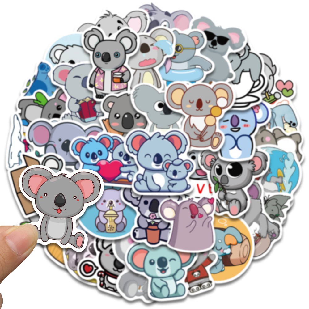 50PCS Animal Sticker Cute Koala Stickers Cartoon Series Children's Toys Waterproof Skateboard Guitar Bike Suitcase Decals