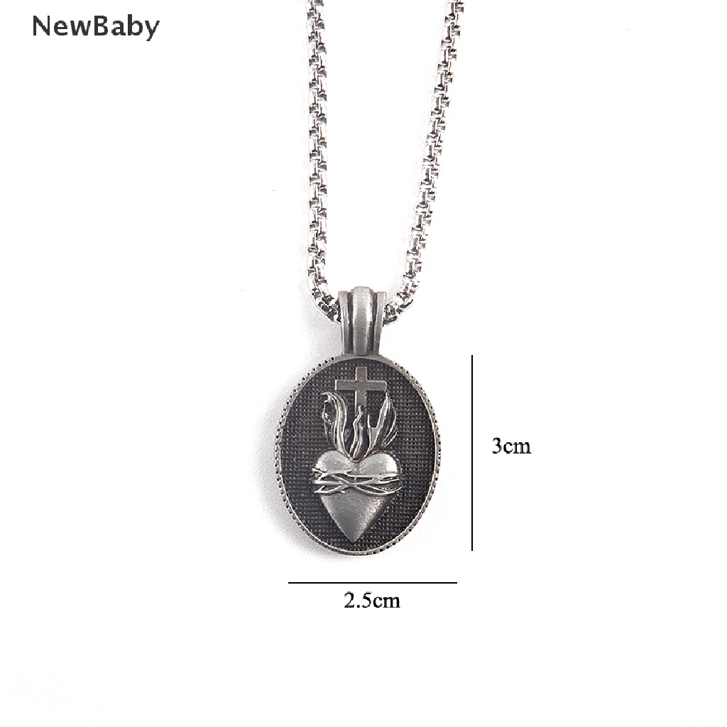 NewBaby Christian Jesus Sacred Heart Medal Cross Pendant Necklace Catholic Religious ID