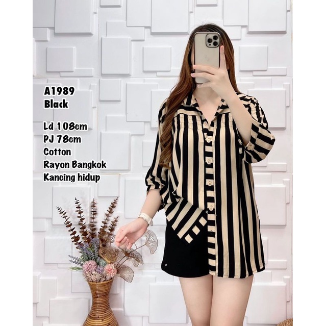 Kemeja Cotton Rayon Bangkok kancing hidup