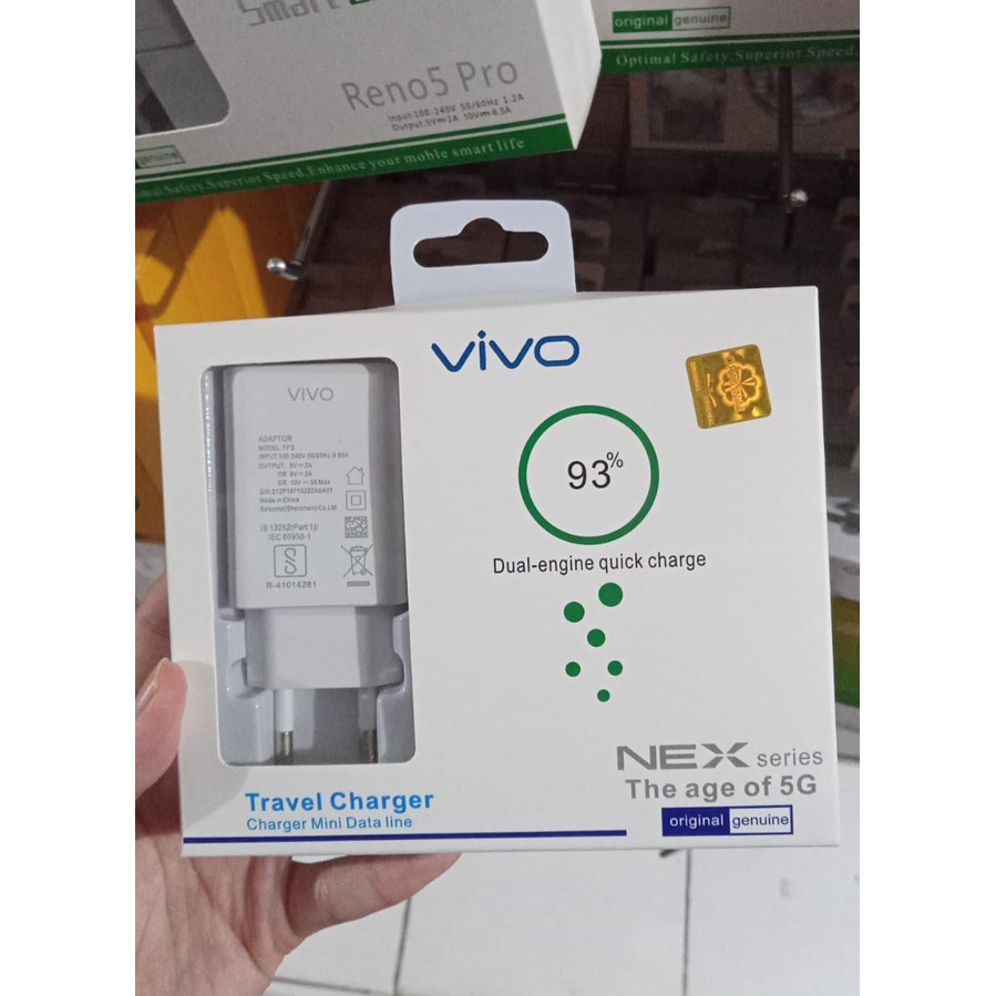 Travel Charger Vivo V25 Pro 44W Support FlashCharge/ Vivo V11 PRO 3.0 QUALCOMM Casan Vivo 3.0A QC + Kabel Data Micro FAST CHARGER FAST CHARGING