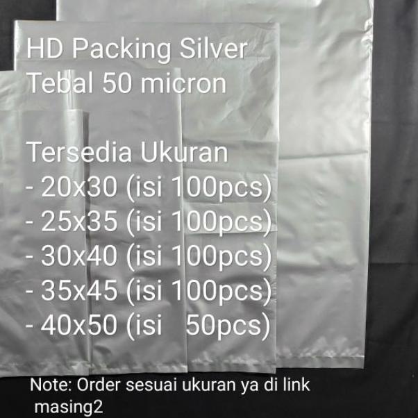 

Plastik Packing Silver uk 40x50, kantong packing Silver, Plastik bungkus Paket