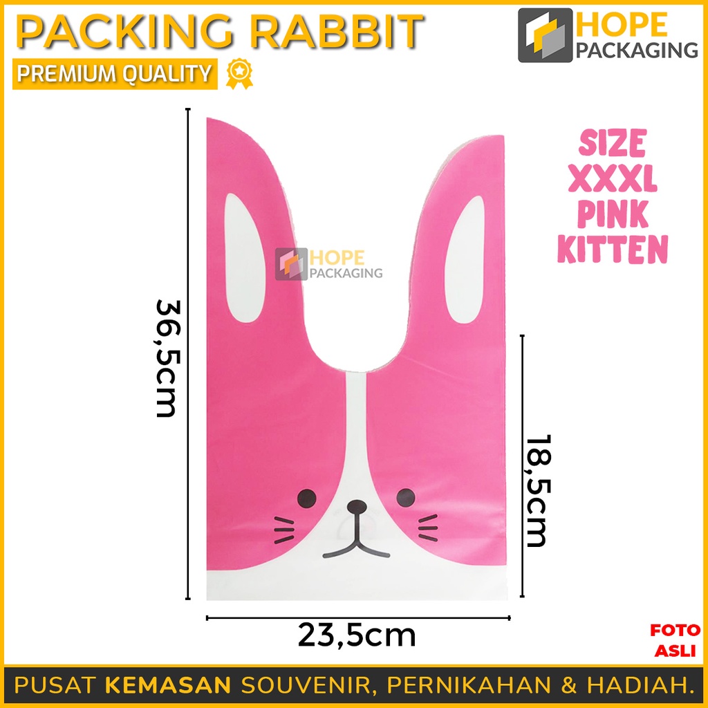 [isi 5 PCS] Packing Plastik  Rabbit XXXL  Packaging Kue Ulang tahun / ultah / happy birthday souvenir anak Tali Bingkisan Hampers