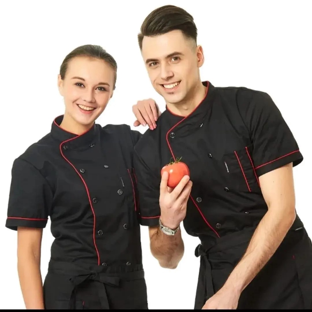 Baju Koki Chef Jacket Lengan Pendek Unisex Pria Wanita