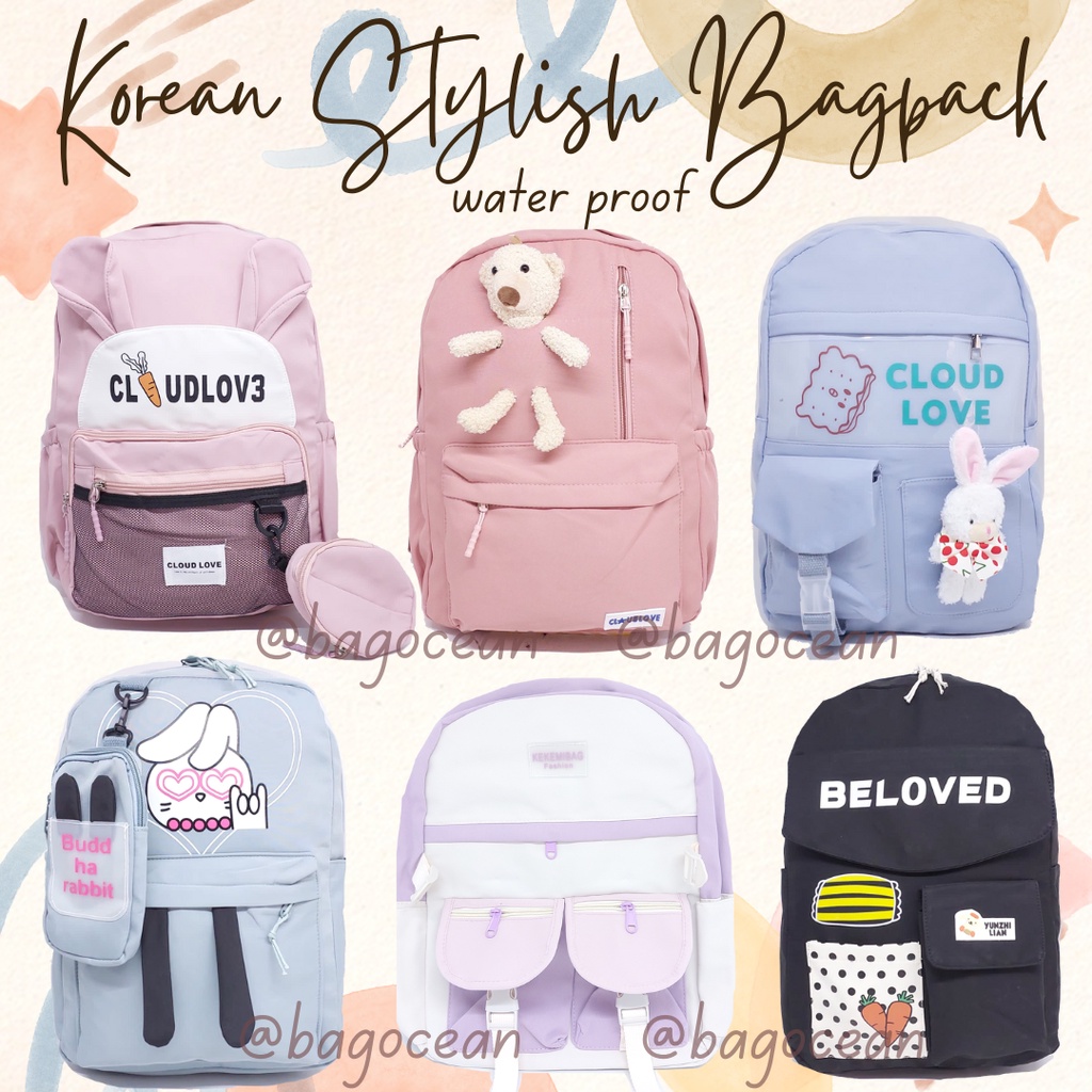 [NEW ARRIVALS] STYLISH KOREAN BAGPACK / TAS KOREA KEKINIAN / RANSEL LAPTOP SEKOLAH REMAJA CEWEK SD SMP SMA MURAH / TAS KULIAH CEWEK / KOREAN BAGPACK / CUTE SCHOOL BAG / KOREAN AESTHETIC BAG / TAS ESTETIK / TAS SEKOLAH LUCU / WATERPROOF BAG / TAS BONEKA