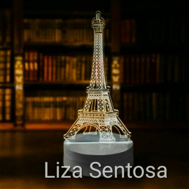 Lampu Tidur 3D LED Desain Menara Eiffel Keren