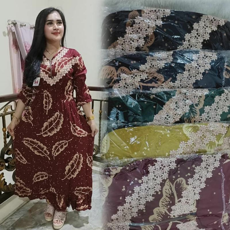 DLUSIA KUPU LONGDRESS RENDA MOTIF DASTER BUSUI LENGAN PANJANG WANITA