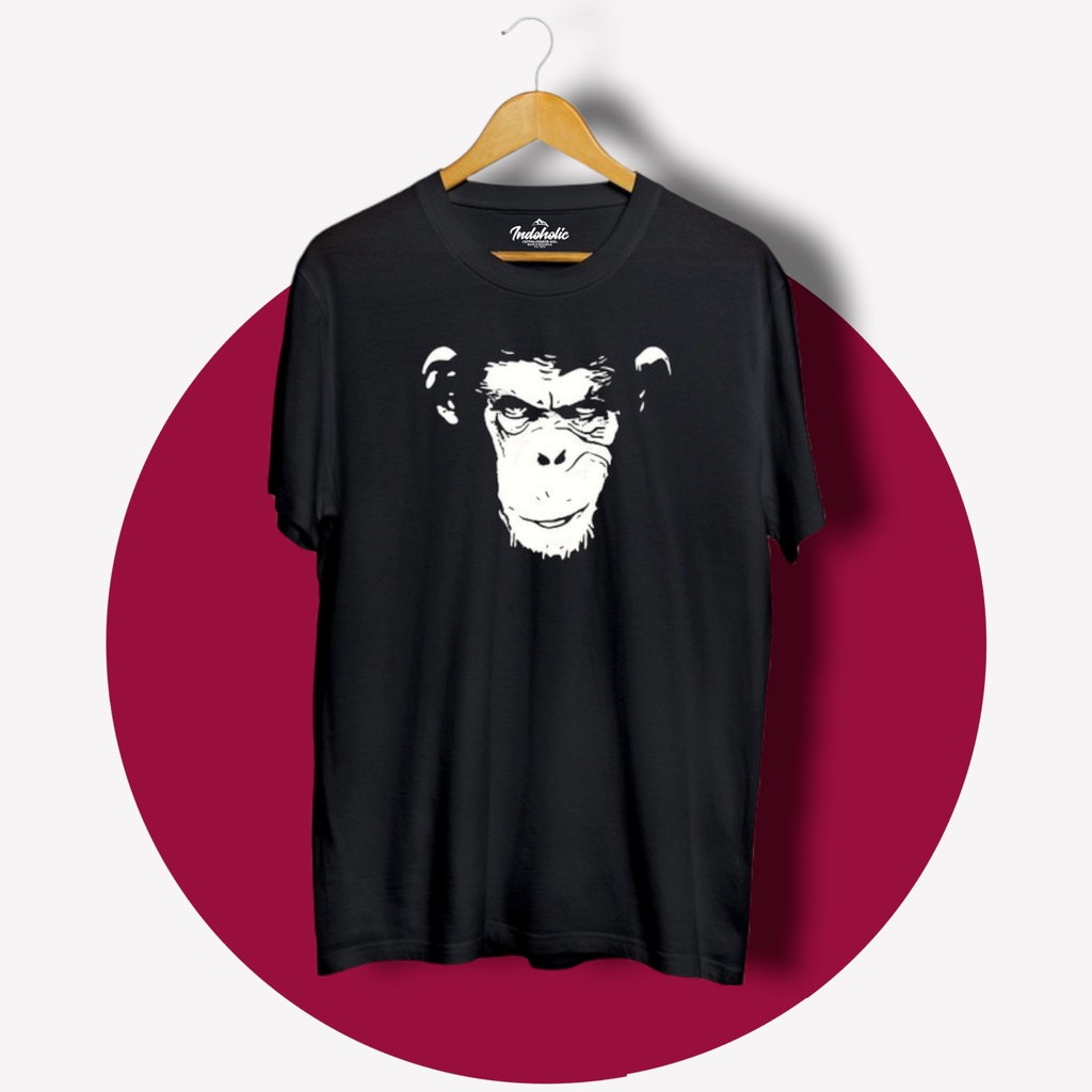 Indoholic Atasan Baju Pakaian Pria Cowok wanita Kaos Distro Murah terbaru Combed 100% Original Monkey War Of Planet