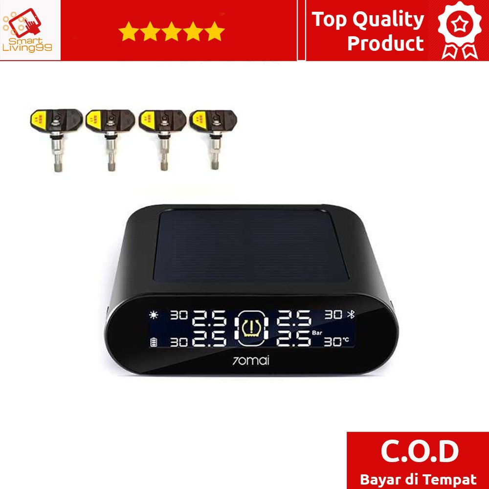 [SmartLiving99] Xiaomi 70mai Midrive Monitoring Tekanan Ban Mobil TPMS Solar Power T01