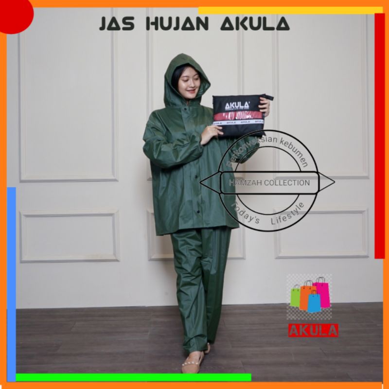 JAS HUJAN PRIA JUMBO MURAH WANITA PLASTIK TEBAL MANTEL E3G9 Motor Setelan Jaket Celana Merk AKULA An