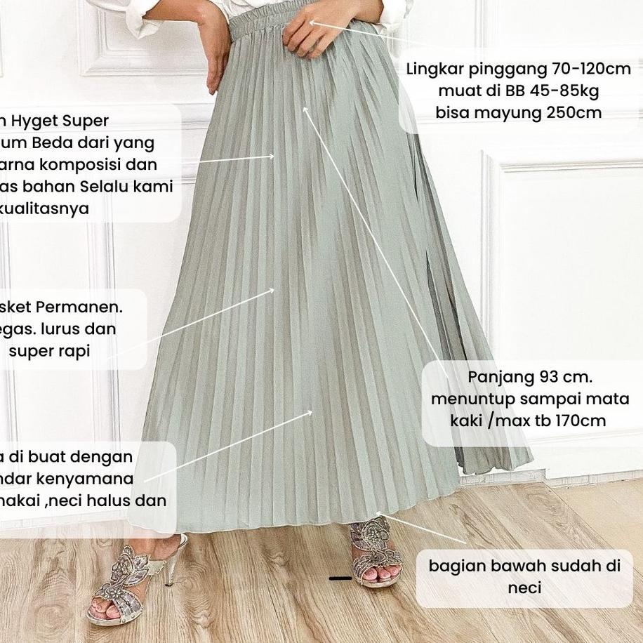 rok plisket panjang jumbo /rok plisket payung / rok plisket kerja wanita murah