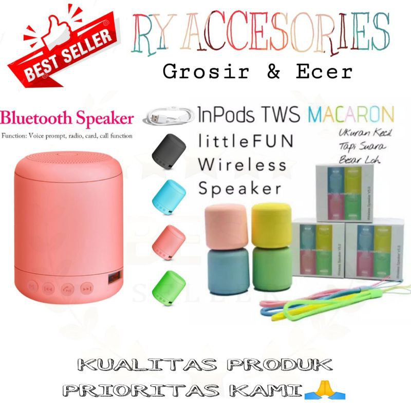 RY - TWS i12 SK-56 Speaker Bluetooth Inpods i12 Little Fun Portable Mini Wireles Stereo Macaron SK-5