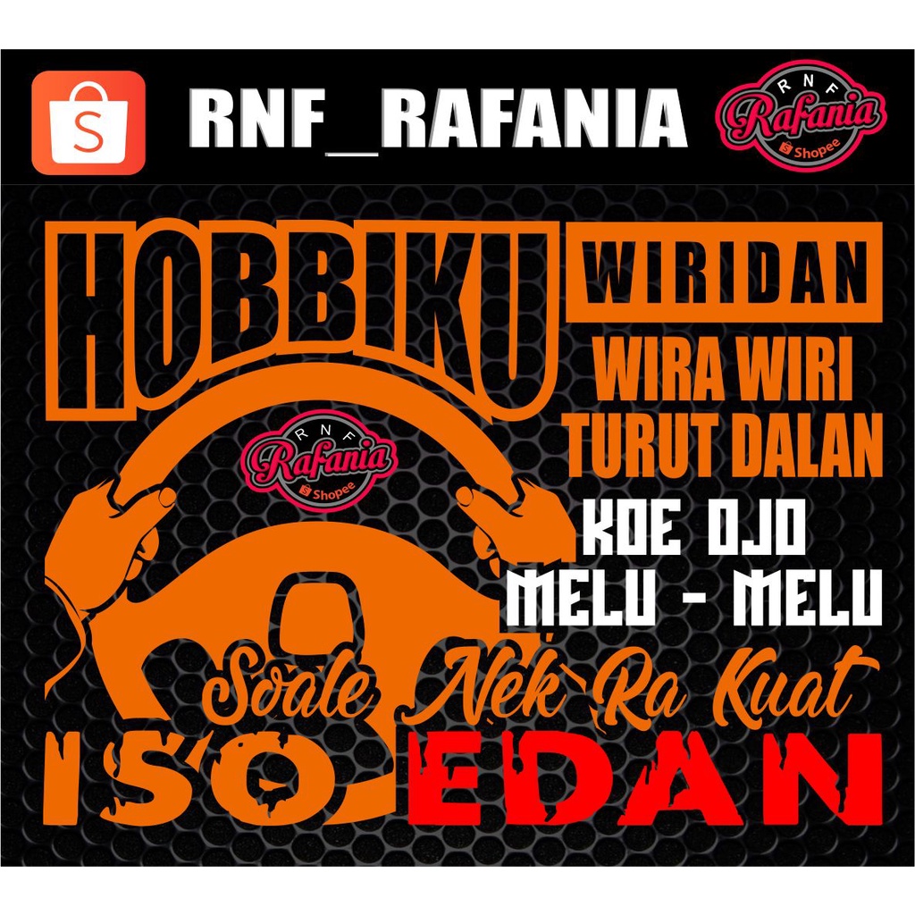 STICKER KACA PINTU/BODY MOBIL HOBBIKU WIRIDAN WIRA WIRI TURUT JALAN TRUCK/PICK UP/L300