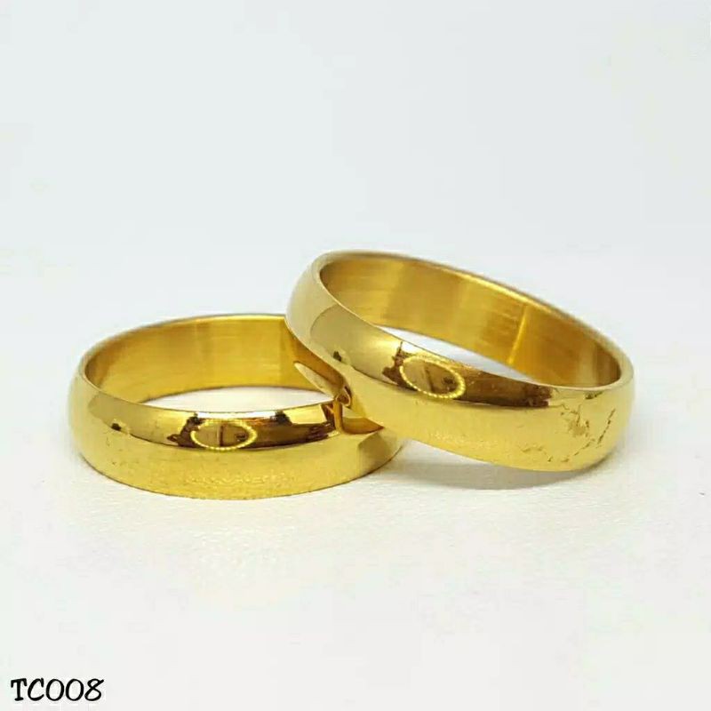 Fourfashion Cincin Couple Emas Gold - Perhiasan Titanium Stainless Steel - TC08