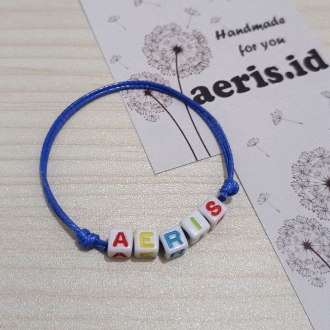 Gelang Inisial Huruf / Gelang Nama / Gelang Couple [BIRU]