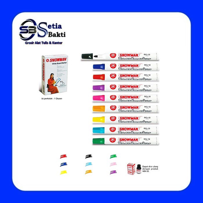 

Spidol SNOWMAN Whiteboard BG-12 - Spidol Papan Tulis - 1 Pcs
