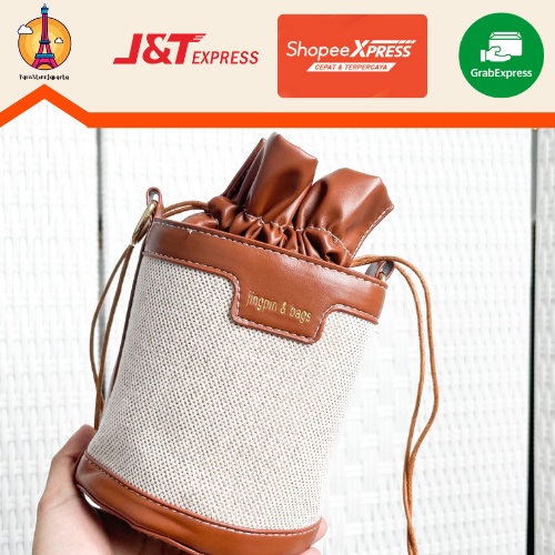Tas Slingbag Serut Cokelat Kulit Model Tabung Tas Selempang Serut Fashion Wanita Korean Style Kekini