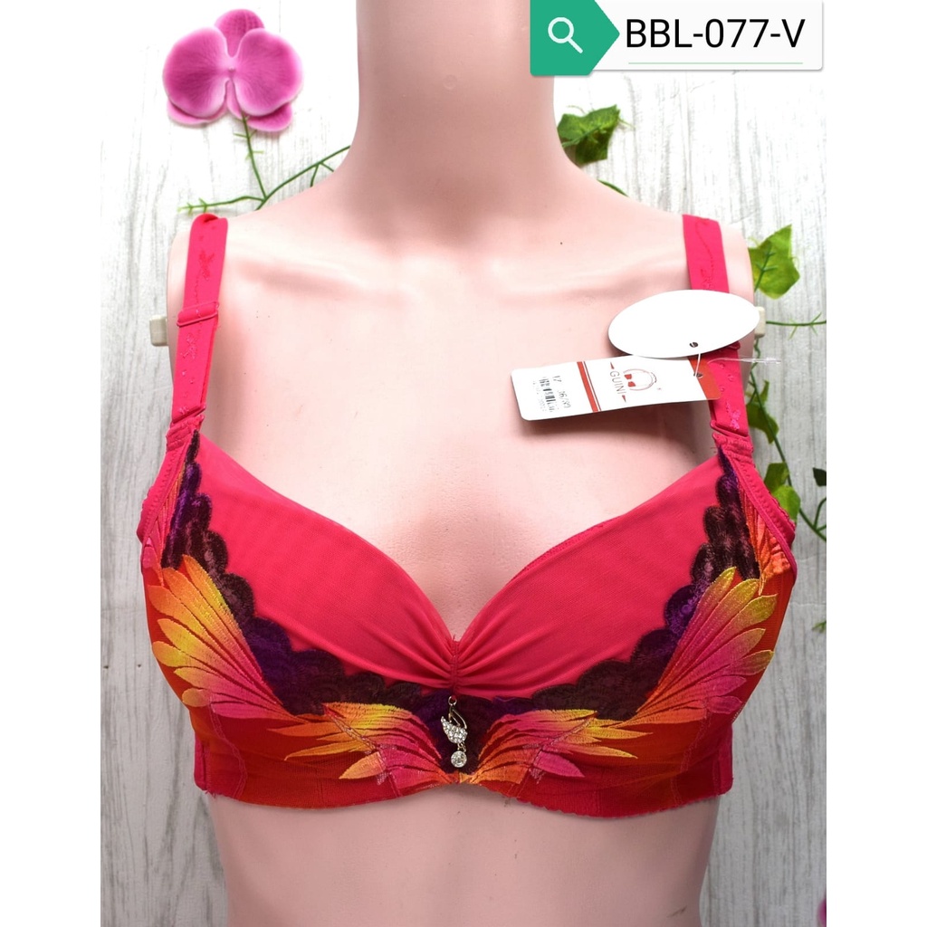 BRA Super Push Up BH Berkawat Busa Tebal Kait 4 Motif Merak Tali Bisa Diatur Bahan Super Soft Pakaia