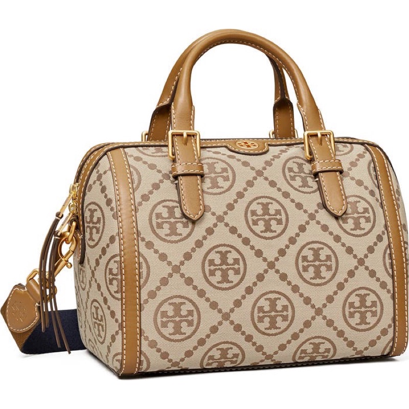 T Monogram Jacquard Barrel Shoulder Bag TORY BURCH