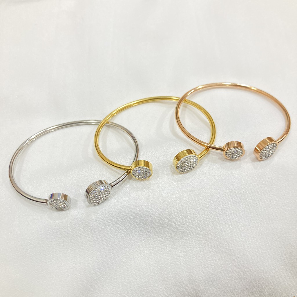 Gelang Titanium Asli Anti Karat Aksesoris Fashion Wanita Korean Style Full Permata Magnet