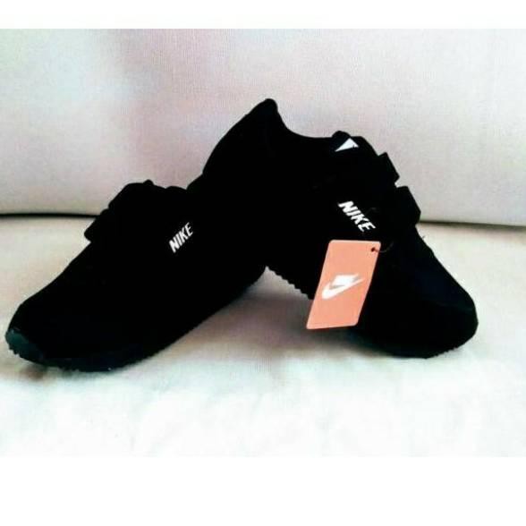 Terlaris.. Sepatu nike anak sekolah hitam sneakers 24 37 murah tali putih kids tk sd smp perempuan l