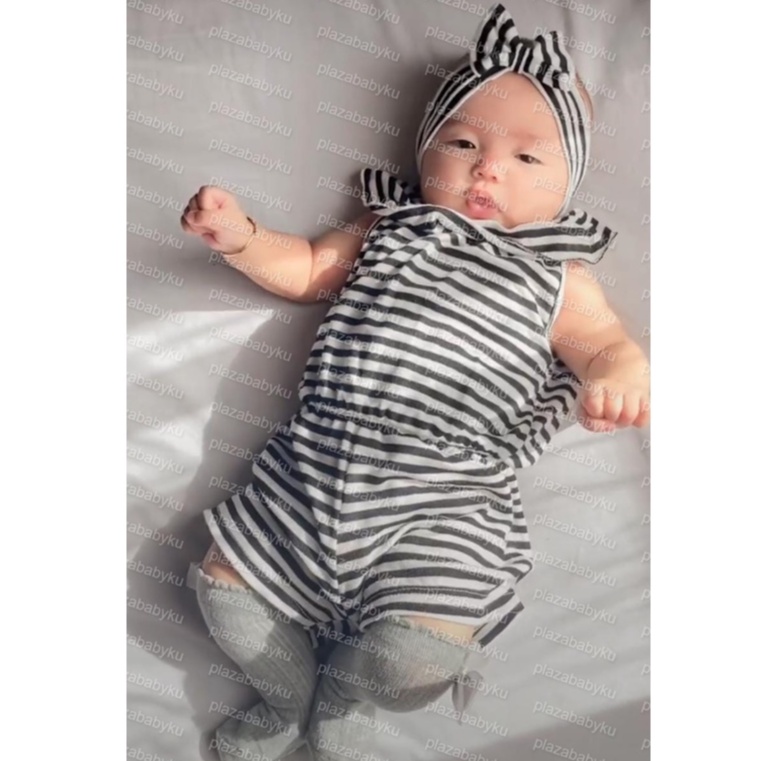 CUCI GUDANG!! PROMO 7.7 plazababyku  MX JUMPSUIT NESYA BANDO setelan bayi motif bunga yang lucu free headband