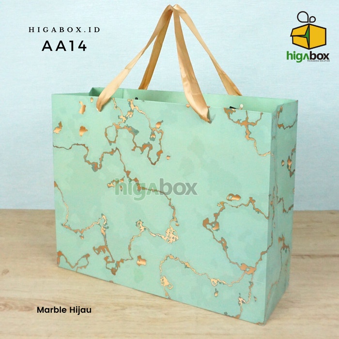 

Terlaris Paperbag tas tenteng kado gift bag shopping bag | AA14 - AA15 - MARBLE HIJAU, AA14