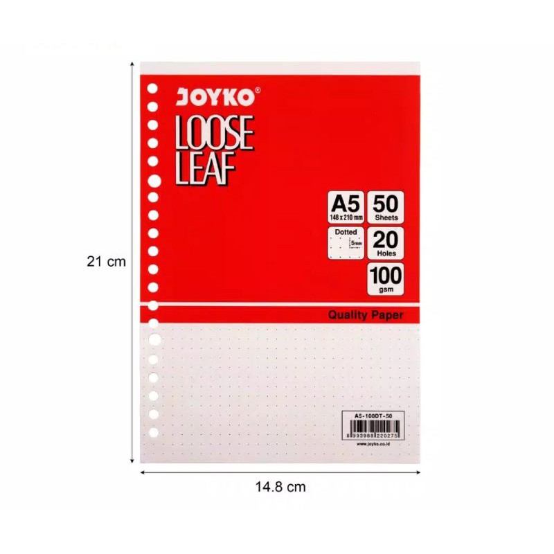 Kertas File / Isi Binder Loose Leaf Joyko A5 Dotted / Grid / Plain 50 Lembar