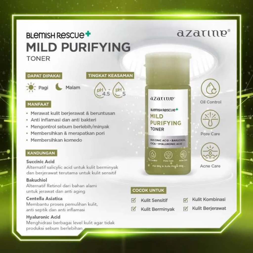 AZARINE Toner 90 ml (Multi Acid Glowing, Mild Purifying, Moisture Rich Hydrating, Daily Beginner Exfoliating, Polypeptide Fresh Vitality)