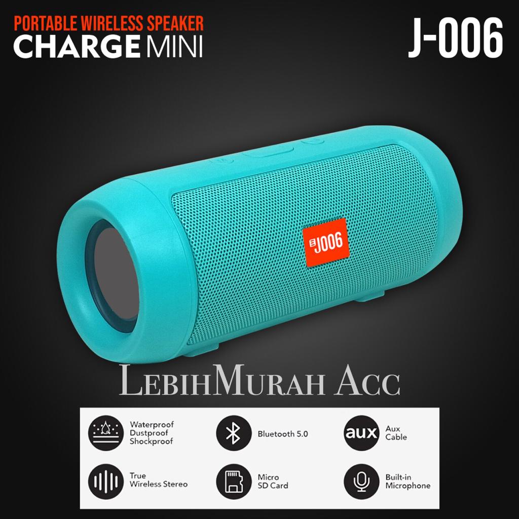 Speaker Bluetooth Charge Mini 2+ J006 Wireless Speaker Aktif Samping Kiri Kanan Karet