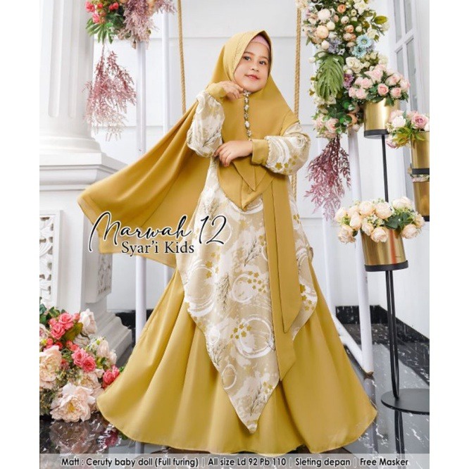MARWAH SYARI KIDS BY LF GAMIS RAYA DRESS ANAK SET  USIA 9-12TH LD 92 PB 110