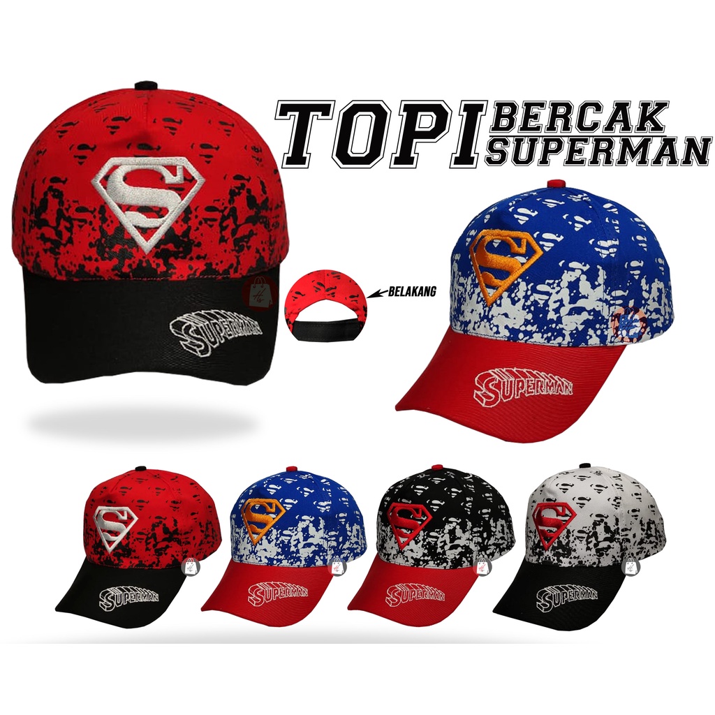 Topi Anak Laki laki motif Bercak Superman / Topi Bercak Superman / Topi Superman